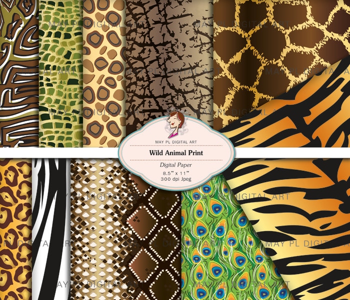 Animal Prints Digital Paper Pack Teacher Printable African | Etsy