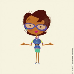 African American Woman Teacher, Classroom Clip Art Cute Black Lady Vector with Blackboard, Crayon, Paintbrush FREE Commercial Use 10010 image 2