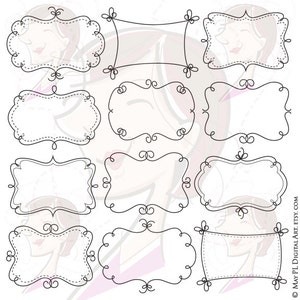 Whimsy Borders Frames Clip Art DIY labels with our cute Whimsical Doodles VECTOR Clipart, also for Teacher or Scrapbook use 10130 image 1