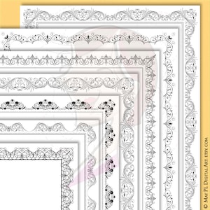 ページボーダークリップアート - 華やかなデザイン 8 x 11 サイズ、DIY ビジネス証明書、卒業証書、賞状に最適 - 商用利用無料 10732