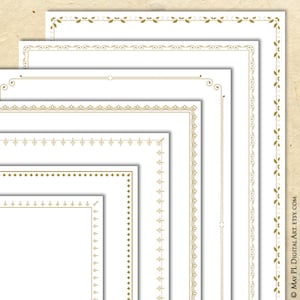 Gold Einfache Seitenränder PNG Clipart, DIY-Zertifikat 8x11 Einladungen - Swirls Flourish Ornate Design, dünne Rahmen Set 7 10861