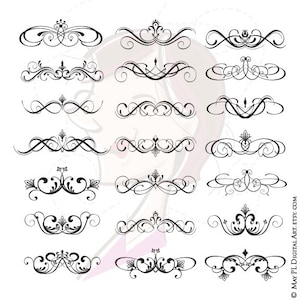 Schnörkel Wirbelt VEKTOR Clipart Digital Business Büro Hochzeit Scrapbook Handwerk Versorgung Kalligraphie Grafik 10092