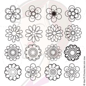 Flower Stamps Png Vector Clipart - Digitale stempel om een kleur in pagina te maken, geweldig voor scrapbooking, cardmaking, ambachten - commercieel gebruik 10161