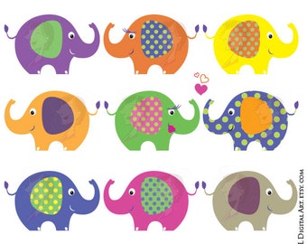 Elephant Clip Art Elephant Theme Digital Animals Clipart Cute Pink Purple Classroom Teacher Scrapbook Birthday Commercial Personal Use 10424