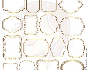 Gold Frames Clipart Digital Vector - suitable to make Cards, Labels, Tags - FREE Commercial Use 10206