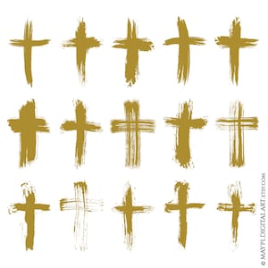 Kreuze Religiöses Clipart, Weihnachten, Ostern, Hochzeit, Sympathie Symbole - Christliches Brushstroke Cross Cardmaking Collection 11016