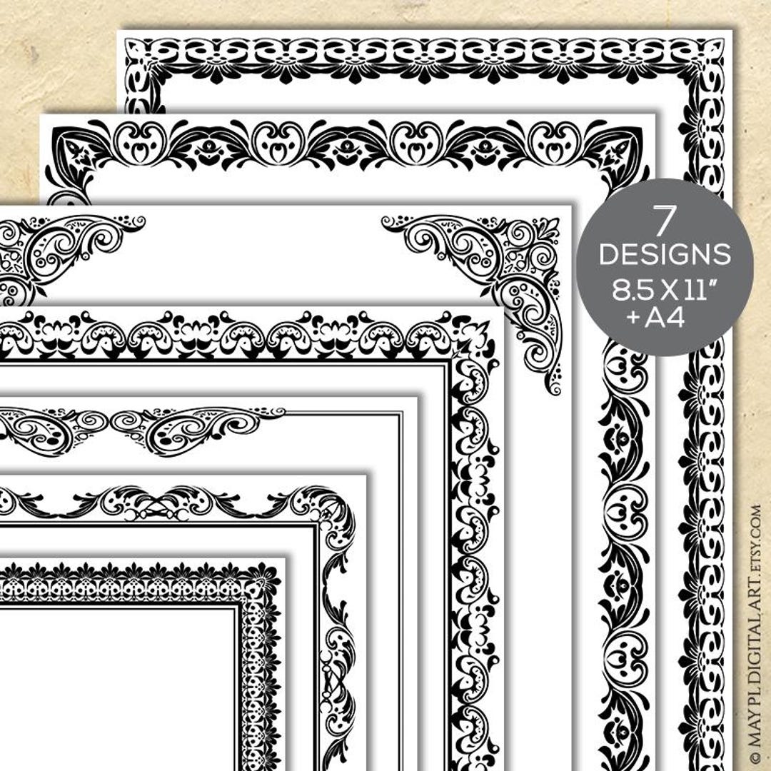 Bordersページ Borders 8x11 Vintage Certificate Document - A4 Black Old Style