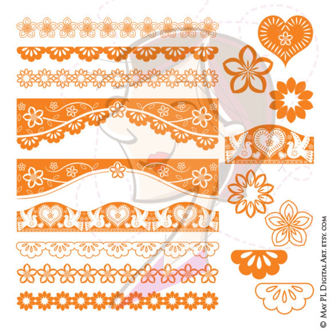 Orange Border Flower Spanish Clipart Floral VECTOR Cinco De Mayo Papel