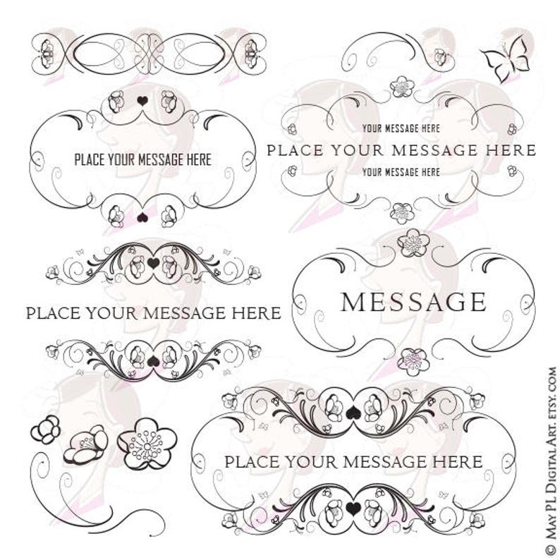 Shabby Chic Frame Clipart Digital Floral Orange Blossoms Etsy