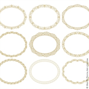 Oval Vintage Style Gold Ränder Digitale Rahmen DIY Etiketten, Einladungen - Antike Spitze Clipart Scrapbook Hochzeit KOMMERZIELLE NUTZUNG 10790