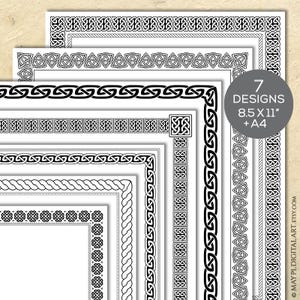 Keltischer Knoten schwarze Ränder, Zertifikat Digitale Rahmen, hochauflösende 8x11 Seite Clipart - erstellen Sie dekorative Diplome, Auszeichnungen 10837