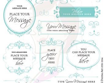 Turquoise Frame Graphics - Vintage Digital Wreath Clipart download for Wedding, Invitation, Craft, and Office - FREE Commercial Use 10212