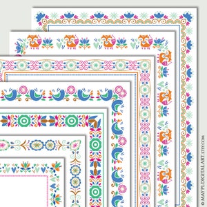 Trendy Scandinavian Borders Clipart, Nordic Hygge Page Frame Fox Flowers Design - Decorazione documento, Invito fai da te o Certificato 10922