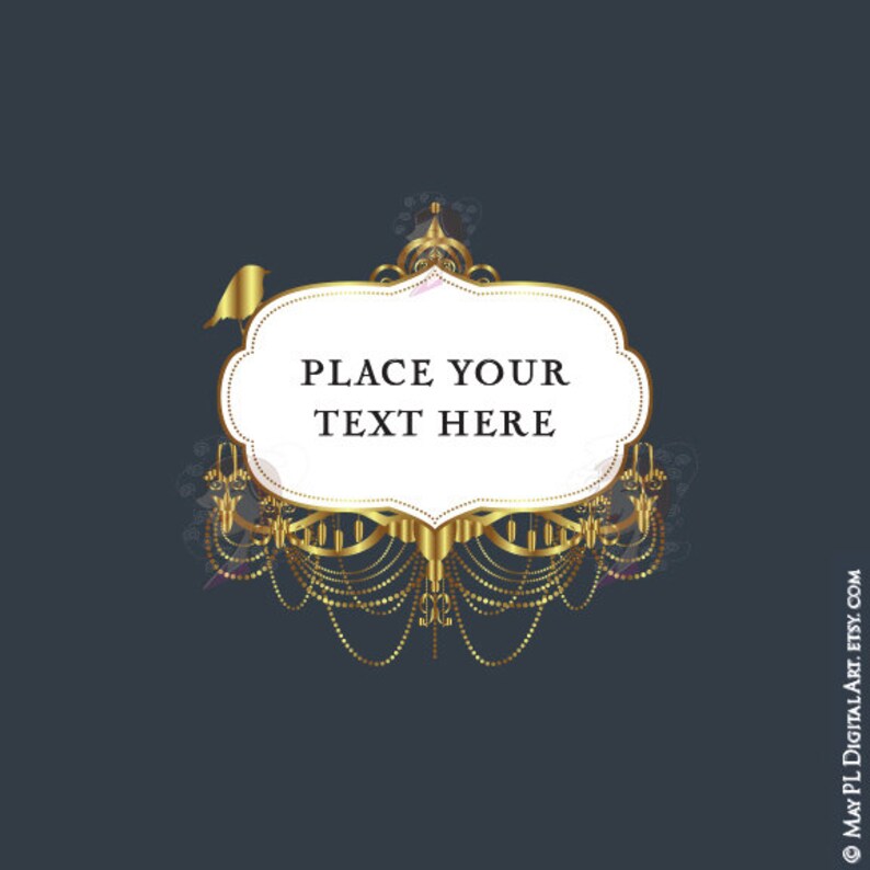 Gold Digital Frames Chandelier Candelabrum Ornate Antique VECTOR Frame Decorative Elegant Classic DIY Wedding Png File Clipart Set 10394 image 2