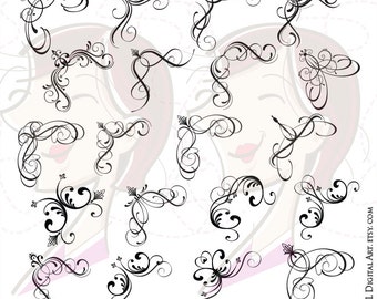 Decorative Corners Clipart - Victorian Border Frame Designs great for Scrapbook, Wedding, Page Decoration - FREE Commercial Use 10256