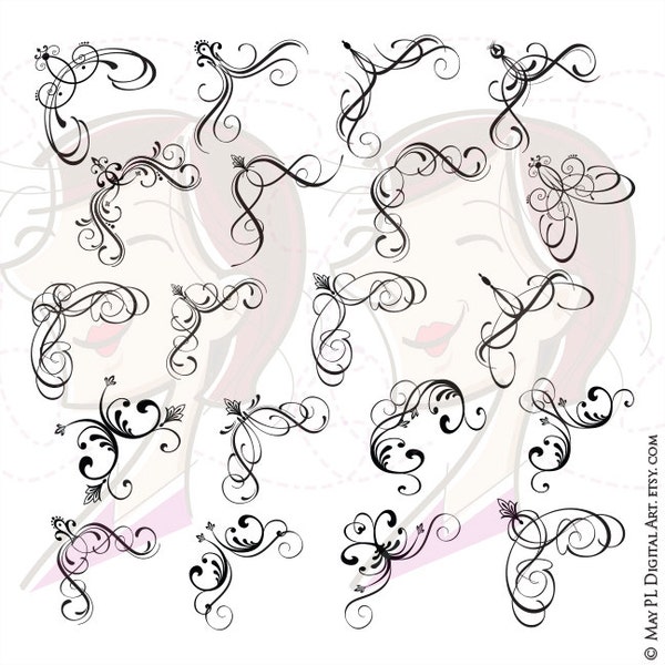 Decorative Corners Clipart - Victorian Border Frame Designs great for Scrapbook, Wedding, Page Decoration - FREE Commercial Use 10256