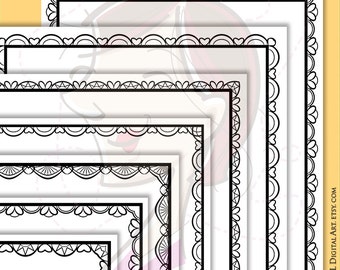 Lace Border Frames 8x11, Clipart great for decorating Documents, DIY Certificates, Wedding Invitations - FREE Commercial Use 10278