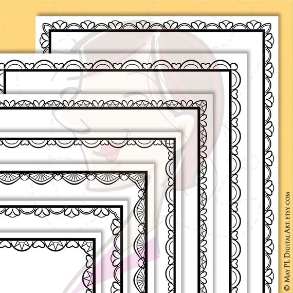 Lace Border Frames 8x11 Clipart Great for Decorating Etsy