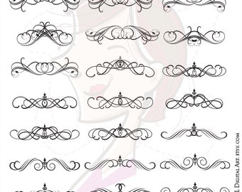 Swirl Digital Clipart Flourish Clip Art Commercial Use Design Elements DIY Classic Wedding Invitations Scrapbooking 10304