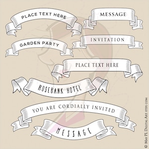Webband Banner Svg Clip Art - Altmodische Banner für Hochzeitseinladungen, Blog Header, Seitendesign und mehr - FREE Commercial Use 10068
