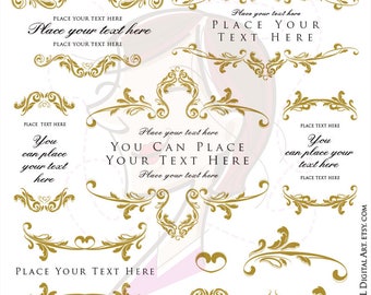 Imágenes prediseñadas de logotipos DIY: marcos vectoriales dorados ideales para marca comercial, diseño de bodas, tarjetas y etiquetas 10341