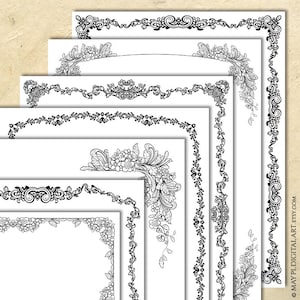 Zertifikat Seite Grenzen und Hochzeitseinladung Verziert Clipart - Vintage Retro Zier Viktorianische Rahmen ideal als Dokument Designs 10948