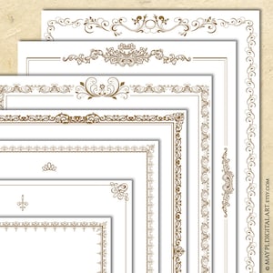 Broze Border Bronze Antique Frames 8x11 Page Borders Digital Clip Art Set - Etsy