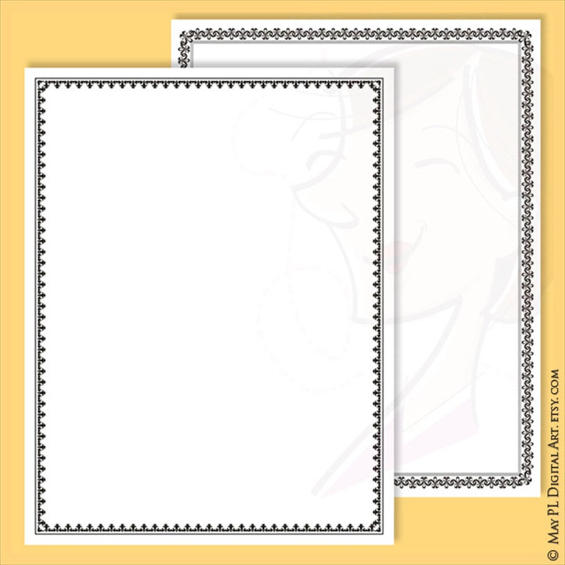 Border Png Frames Decorative Clip Art Ornate Page Frame 8x11 Etsy