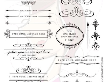 Beautiful Wedding Clipart - Calligraphy VECTOR Frame Set for making Invitations, Save The Date, RSVP and more - FREE Commercial Use 10136