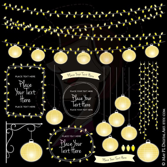 Wedding Lanterns String Light Features Glowing Clipart To Etsy