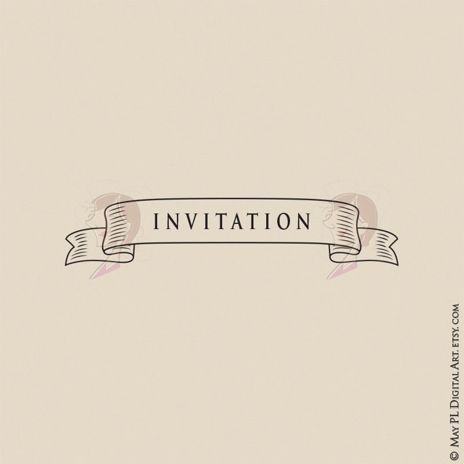 Retro Banner Ribbon Clipart Make Wedding Invitations Business - Etsy