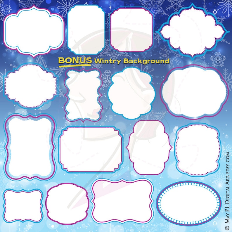 Frozen digitale fotolijsten winter clipart diy verjaardagsuitnodiging ambachten etiketten Tags GRATIS achtergrond digitale scrapbooking COMMERCIEEL GEBRUIK 10705 afbeelding 1