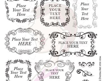 Digital Flourish Frames Retro Vintage Wedding Decorations Clip Art VECTOR Clipart Scrapbooking Art Deco Craft Supply Instant Download 10290