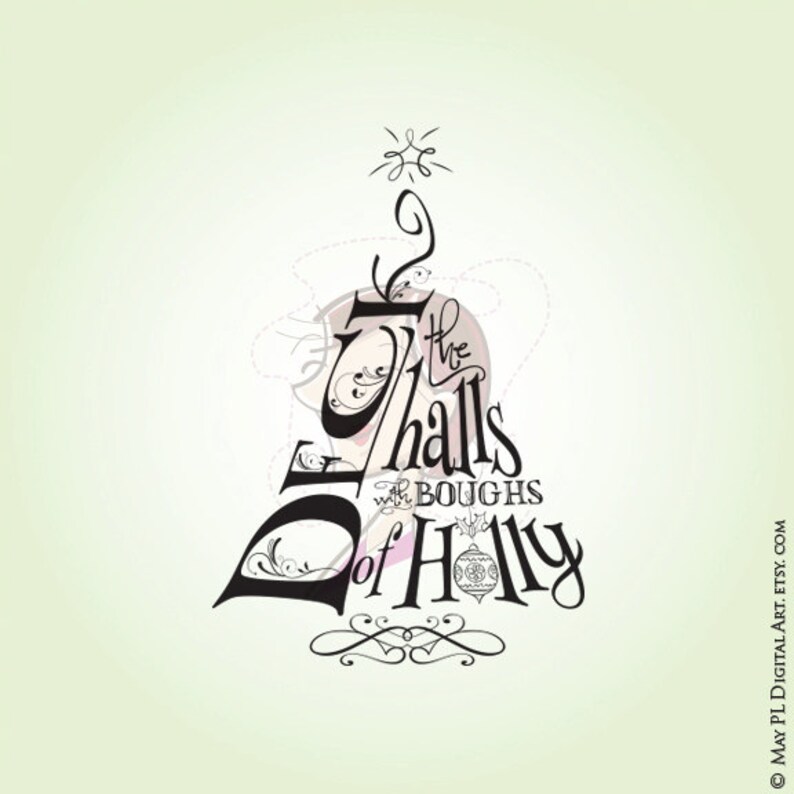 Deck the Halls Retro Graphics Christmas Titles Xmas Tree - Etsy