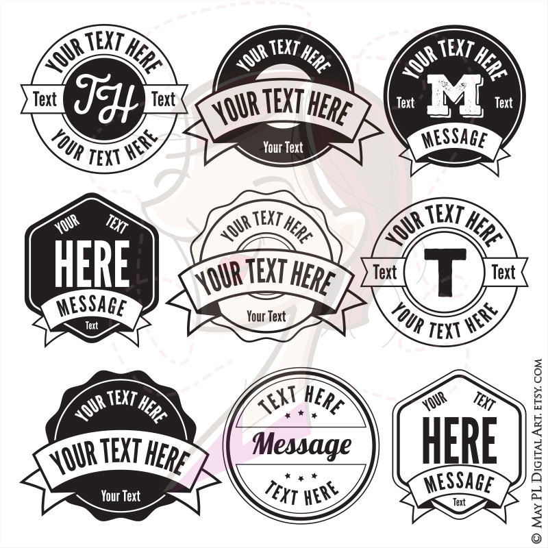 Monogram Frames Round And Hexagon Clipart With