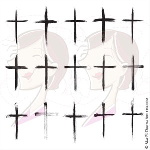 Christliches Kreuz Clipart - Dünnes Kreuz, Pinselstrich Clipart für DIY Beileid, Oster- oder Hochzeitskarte, Kartenherstellung - Kommerzielle Nutzung 10755