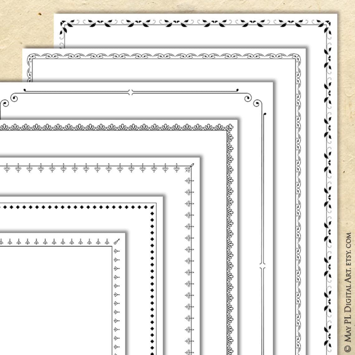 Einfache schwarze Ränder PNG Clip Art Set 7 - DIY Zertifikat Award ...