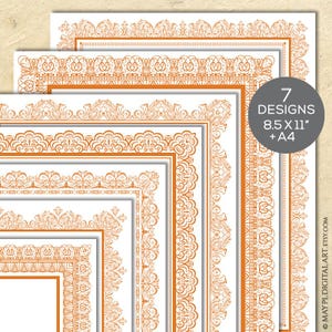 Seitenrandrahmen 8x11 und A4 Burnt Orange Digital Design - Diplome Verleihung Hochzeitseinladung 11115