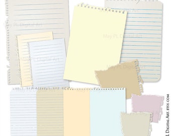 Ripped Note Paper, Lined Notepad and Notebook Paper Printable Digital Clip Art - FREE Commercial Use 10067