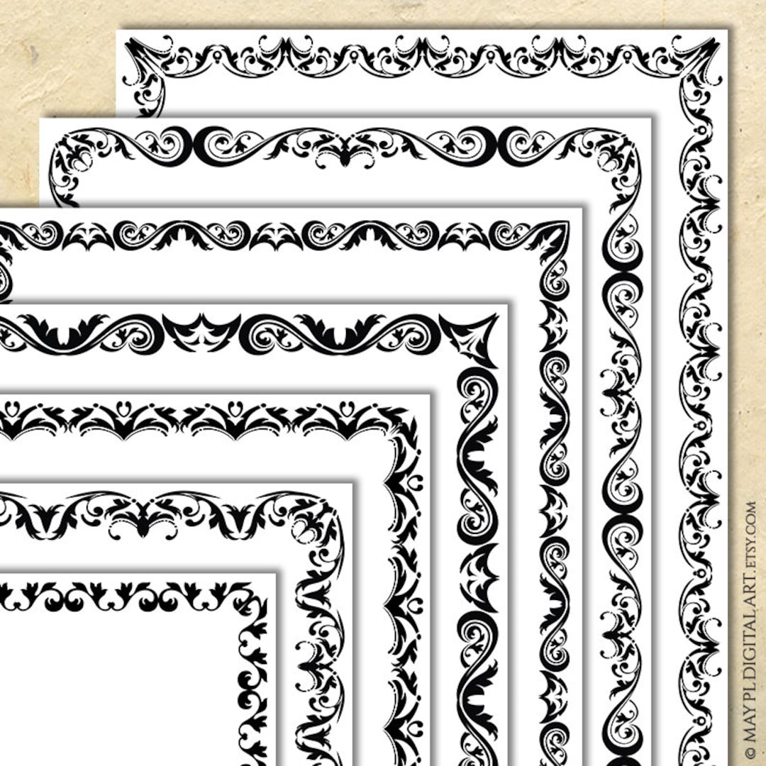 Page Borders Black Vintage Flourish Clipart - Heritage Document