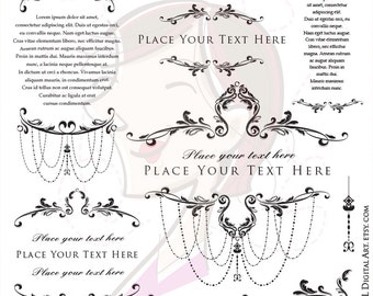 Instant Download Vintage Body Text Digital Flourish Frames Business Branding DIY Wedding Invitations Logo Chandelier Design Clipart 10190