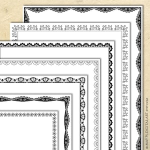 Vintage Mexican Page Borders Aztec Clip Art - 8x11 Antique Certificate Award Document Decoration, Black Spanish Frames 10985