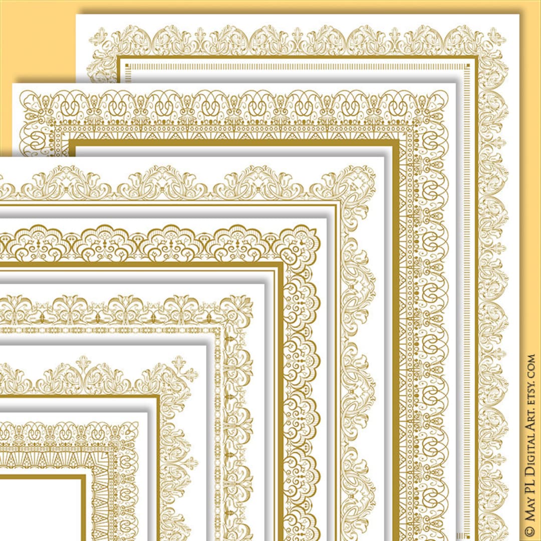Page Border Gold Certificate Frame Clipart Create Your Own - Etsy