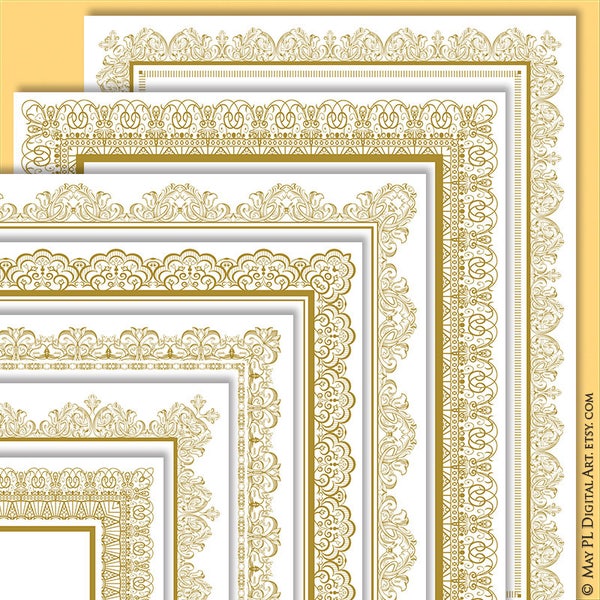 Page Border Gold Certificate Frame Clipart - créez votre propre récompense avec cette page vintage 8x11 Bordures - Utilisation commerciale GRATUITE 10332