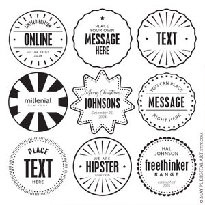 Commercial Use Label Tags Logo Circle Border Frame Digital Badge Clip Art - Business Branding Wedding Invitations Page Decoration 10868