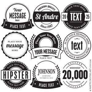 Emblem Black Vintage Badge Labels, Frames with Banner Clipart Circular Retro Hipster Collection, Premium Quality, Instant Download 10965 image 1