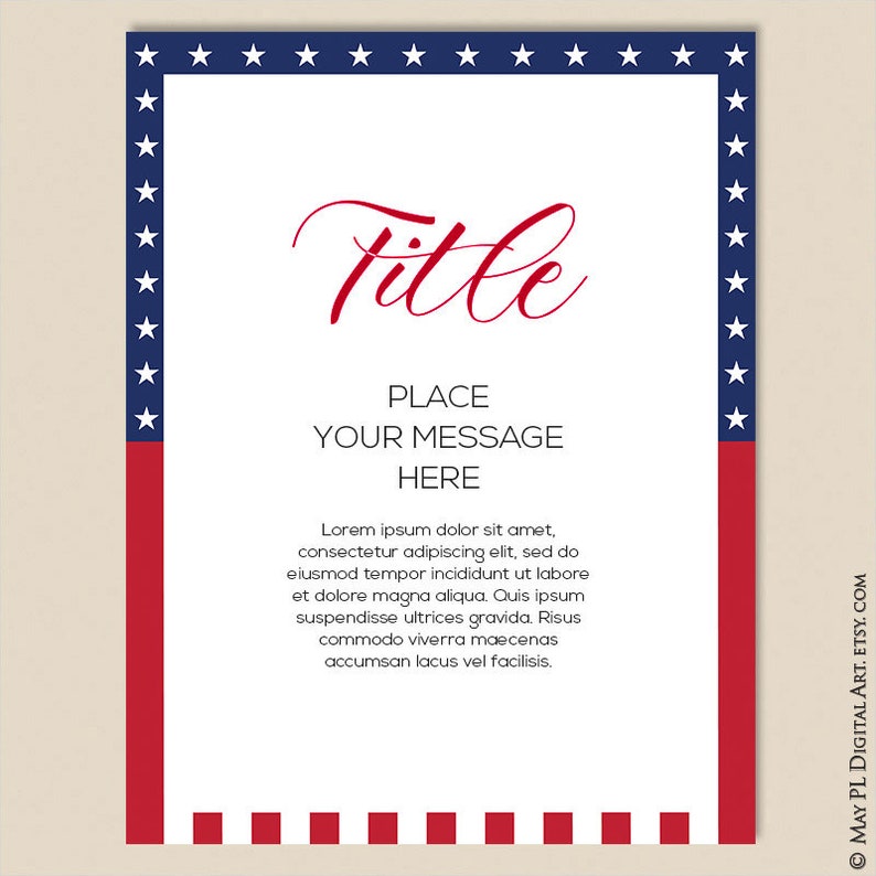 American Border Frames Clip Art, Memorial Day, Fourth Of July, Patriotic Blue Red Flag Eagle Page Decoration School Business Use 10942 image 4