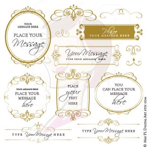 Antiek gouden kaders vintage stijl illustraties: gebruik een willekeurige lijst om je MS Word-documenten, PowerPoint-presentaties en dergelijke te verfraaien 10676