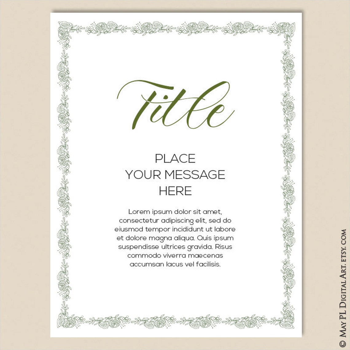 Sage Green Borders Digital Clipart Wildflowers Leaves Etsy