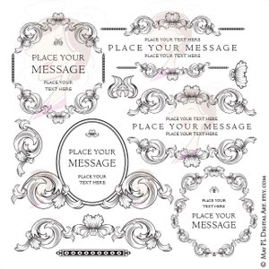 Fancy Frame Clipart - Baroque Rococo Scrollwork just the thing for making your Wedding or Business Logo - FREE Commercial Use 10263